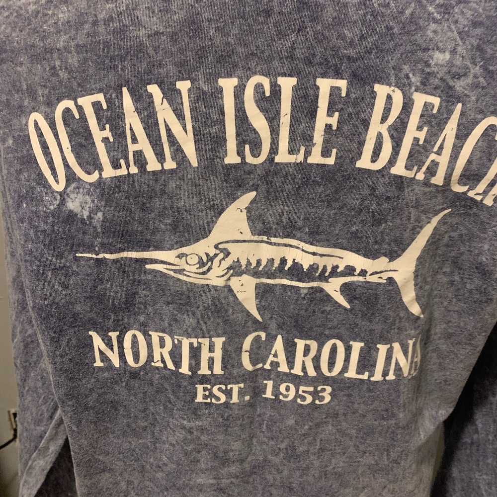 Ocean Isle Beach North Carolina Long Sleeve Unisex Tee Denim Look Medium
